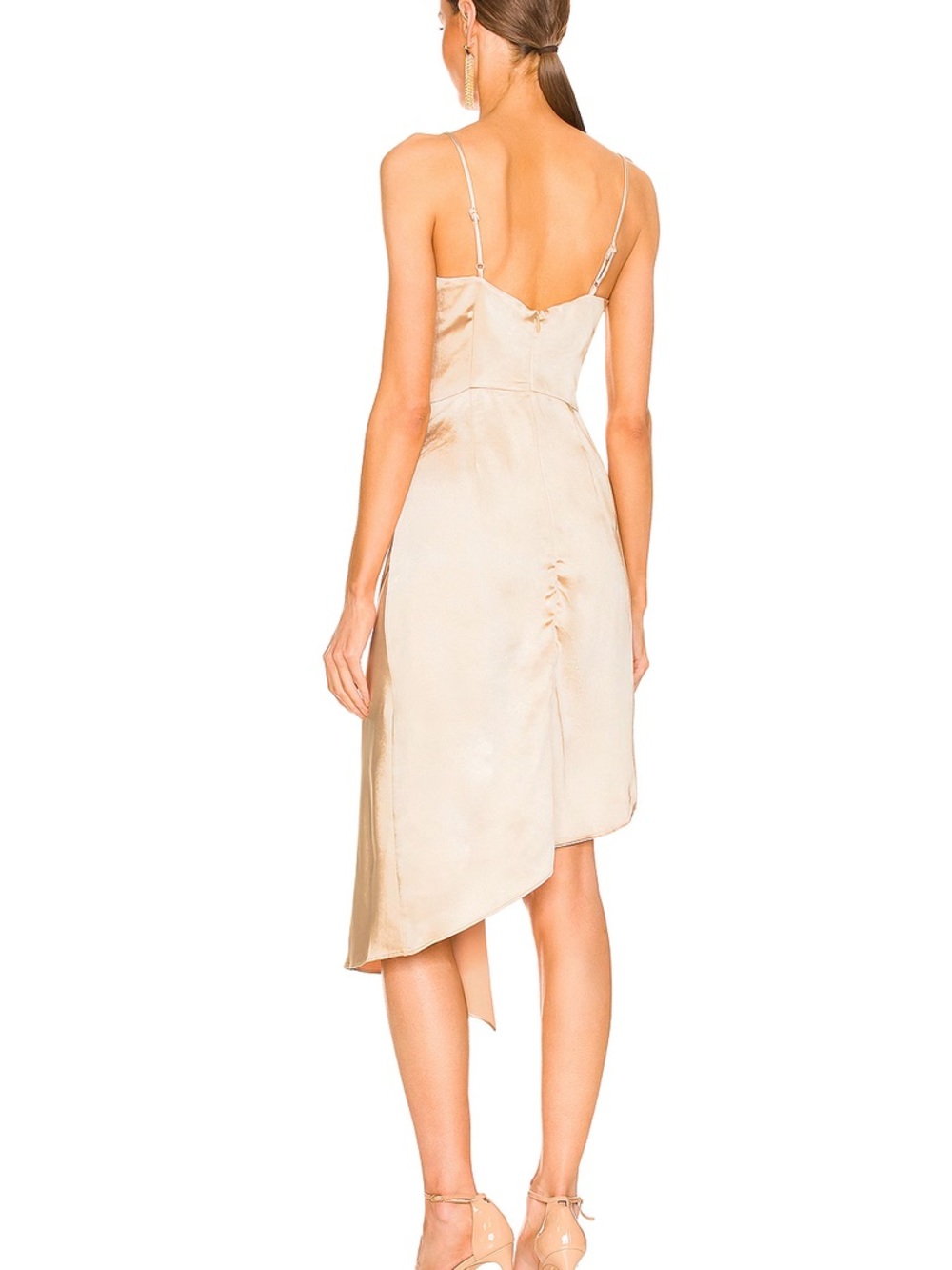 NWT Elliatt Jacinda Asymmetrical Satin Dress Gold Medium - Picture 2 of 6